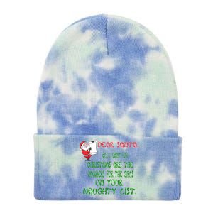 Dear Santa Naughty List Girls Numbers Funny Tie Dye 12in Knit Beanie