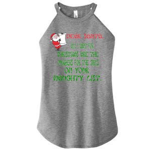 Dear Santa Naughty List Girls Numbers Funny Women's Perfect Tri Rocker Tank