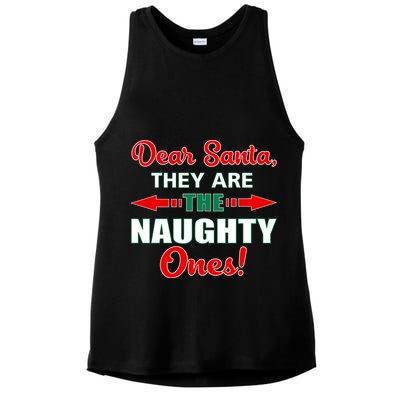 Dear Santa Naughty Ones Funny Christmas Ladies PosiCharge Tri-Blend Wicking Tank