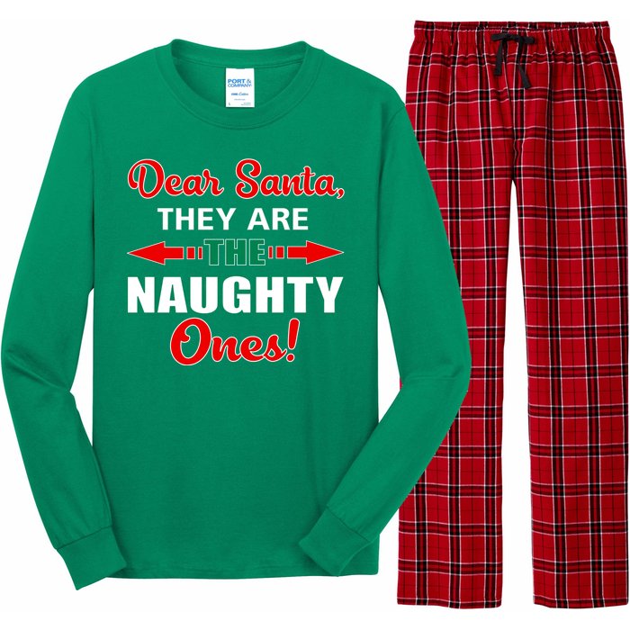 Dear Santa Naughty Ones Funny Christmas Long Sleeve Pajama Set