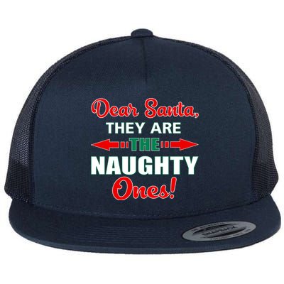 Dear Santa Naughty Ones Funny Christmas Flat Bill Trucker Hat