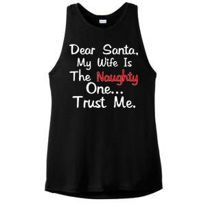 Dear Santa Naughty Wife Ladies PosiCharge Tri-Blend Wicking Tank