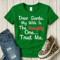 Dear Santa Naughty Wife Womens T-Shirt