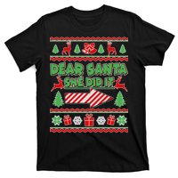 Dear Santa She Did It Ugly Christmas Matching T-Shirt