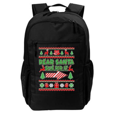 Dear Santa She Did It Ugly Christmas Matching Backpack