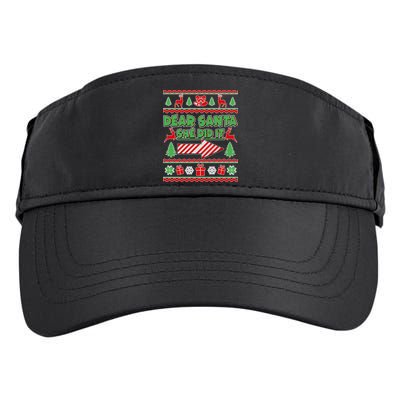 Dear Santa She Did It Ugly Christmas Matching Adult Drive Performance Visor