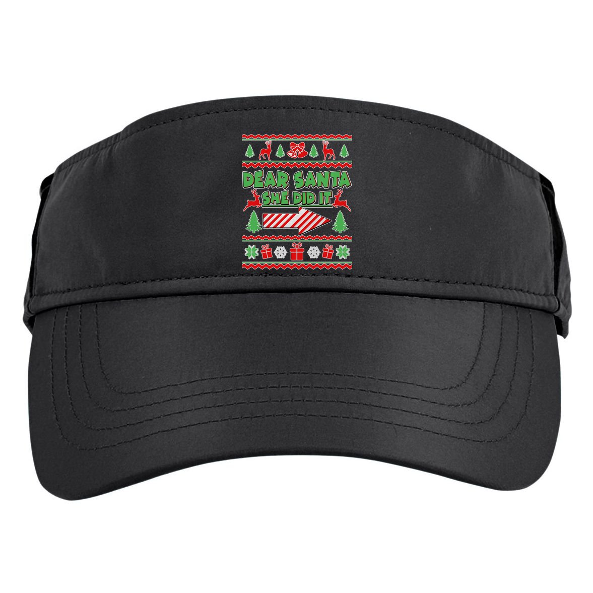 Dear Santa She Did It Ugly Christmas Matching Adult Drive Performance Visor