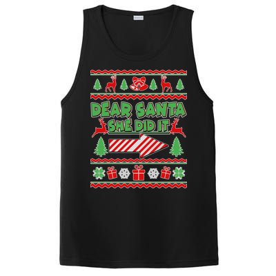 Dear Santa She Did It Ugly Christmas Matching PosiCharge Competitor Tank