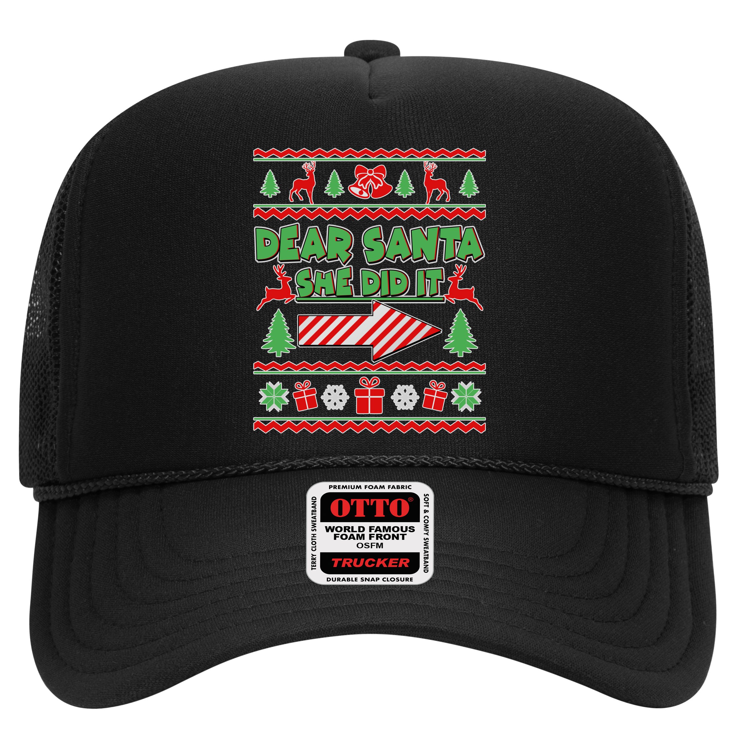 Dear Santa She Did It Ugly Christmas Matching Hat