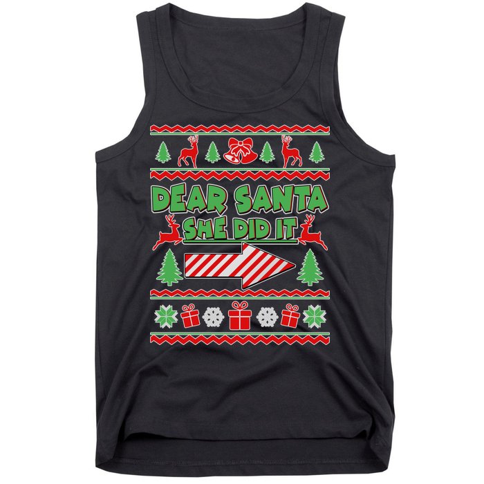 Dear Santa She Did It Ugly Christmas Matching Tank Top