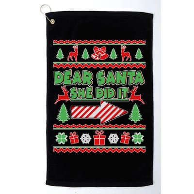 Dear Santa She Did It Ugly Christmas Matching Golf Towel