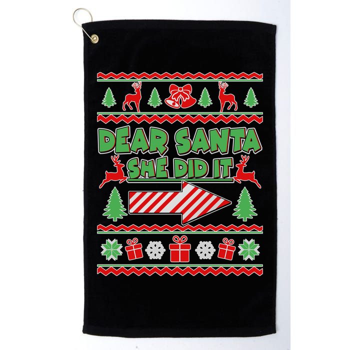 Dear Santa She Did It Ugly Christmas Matching Golf Towel
