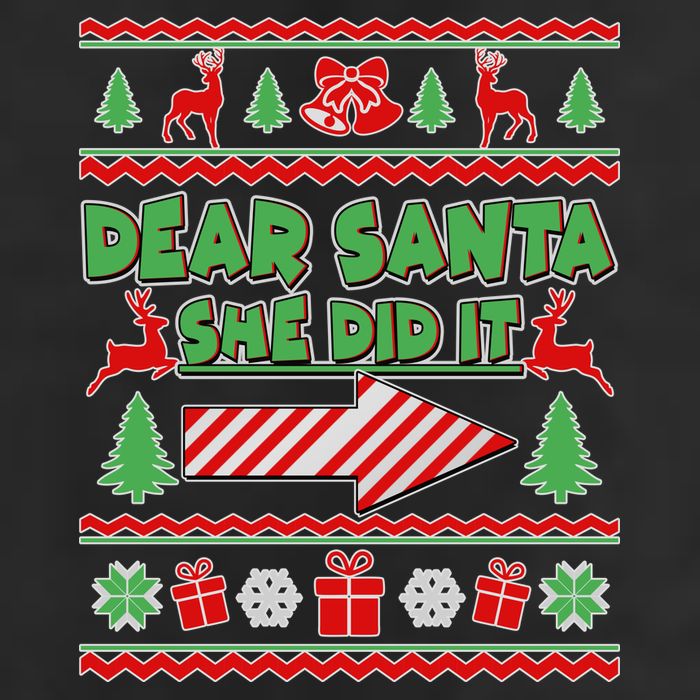 Dear Santa She Did It Ugly Christmas Matching Golf Towel