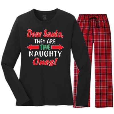 Dear Santa They Are The Naughty Ones Women's Long Sleeve Flannel Pajama Set 