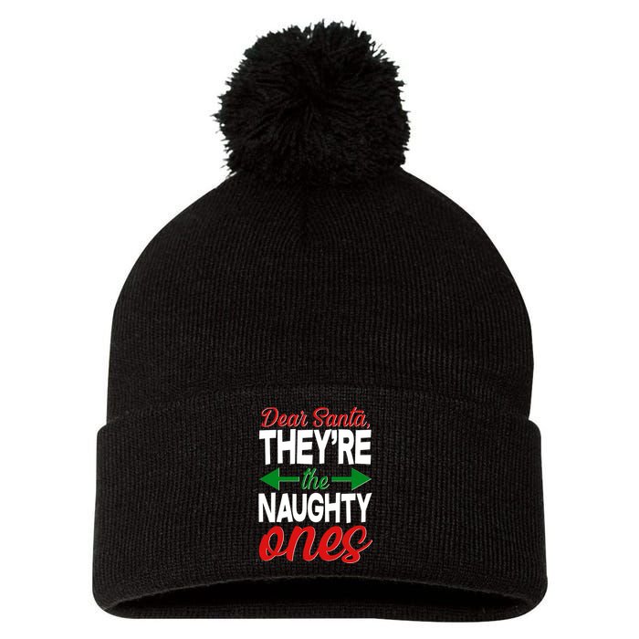 Dear Santa They're The Naughty Ones Pom Pom 12in Knit Beanie