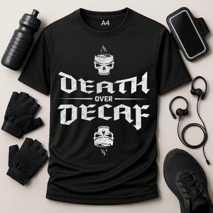 Death Over Decaf Cooling Performance Crew T-Shirt