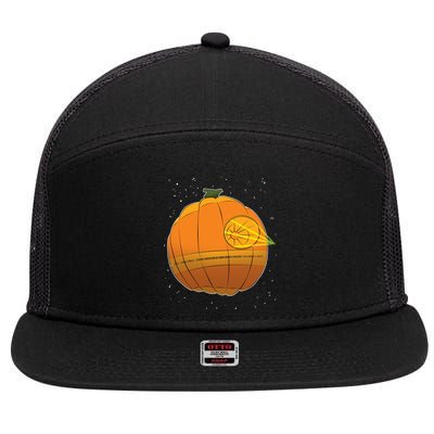 Death Star Pumpkin Halloween 7 Panel Mesh Trucker Snapback Hat