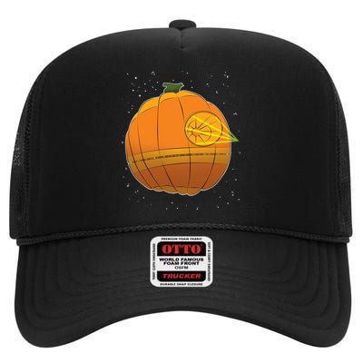 Death Star Pumpkin Halloween High Crown Mesh Back Trucker Hat