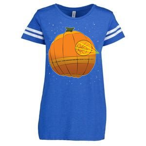 Death Star Pumpkin Halloween Enza Ladies Jersey Football T-Shirt