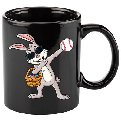 Dabbing Easter Bunny Gift Eggs Basket Baseball Gift 11oz C Handle Ceramic Mug
