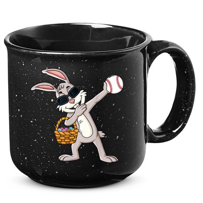 Dabbing Easter Bunny Gift Eggs Basket Baseball Gift 15oz Campfire Ceramic Mug