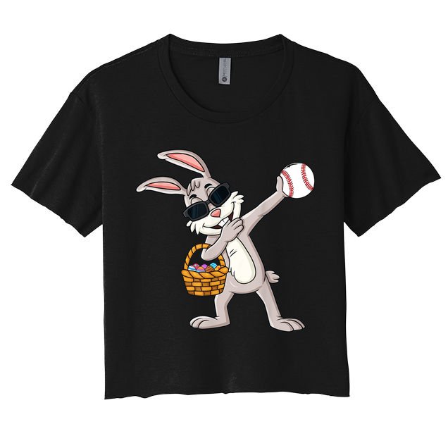 Dabbing Easter Bunny Gift Eggs Basket Baseball Gift Women's Crop Top Tee