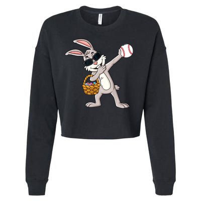 Dabbing Easter Bunny Gift Eggs Basket Baseball Gift Cropped Pullover Crew