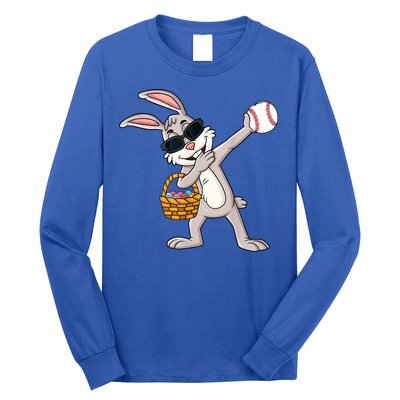 Dabbing Easter Bunny Gift Eggs Basket Baseball Gift Long Sleeve Shirt