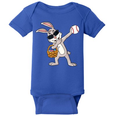 Dabbing Easter Bunny Gift Eggs Basket Baseball Gift Baby Bodysuit