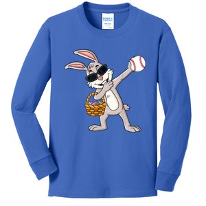 Dabbing Easter Bunny Gift Eggs Basket Baseball Gift Kids Long Sleeve Shirt