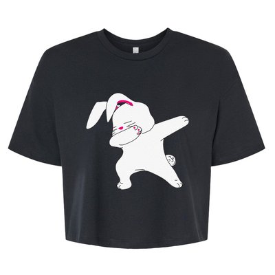 Dabbing Easter Bunny Funny Happy Easter Bunny Face Bella+Canvas Jersey Crop Tee