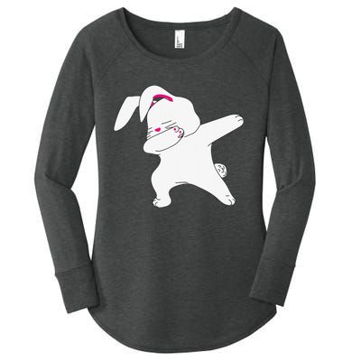 Dabbing Easter Bunny Funny Happy Easter Bunny Face Women's Perfect Tri Tunic Long Sleeve Shirt