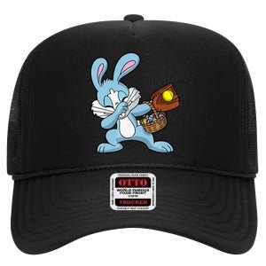 Dabbing Easter Bunny Softball Dab Dance High Crown Mesh Back Trucker Hat