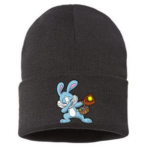 Dabbing Easter Bunny Softball Dab Dance Sustainable Knit Beanie