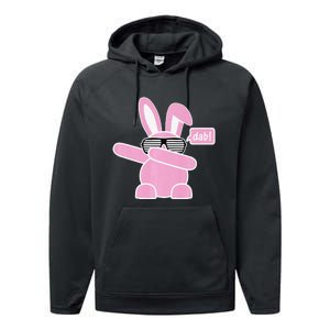 Dabbing Easter Bunny With Sunglasses Dab For Spring Performance Fleece Hoodie