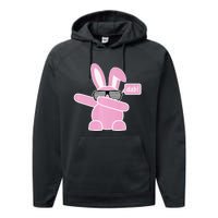 Dabbing Easter Bunny With Sunglasses Dab For Spring Performance Fleece Hoodie