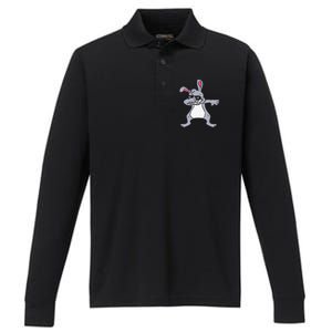 Dabbing Easter Bunny Hip Hop For Dab Dance Lovers Performance Long Sleeve Polo