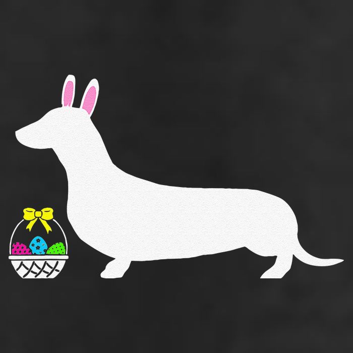 Dachshund Easter Bunny Dog Silhouette 7 Panel Mesh Trucker Snapback Hat