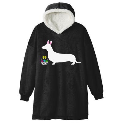 Dachshund Easter Bunny Dog Silhouette Hooded Wearable Blanket