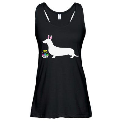 Dachshund Easter Bunny Dog Silhouette Ladies Essential Flowy Tank