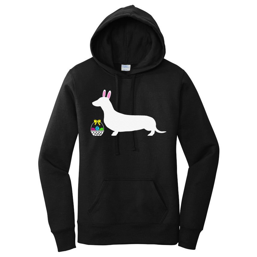 Dachshund Easter Bunny Dog Silhouette Women's Pullover Hoodie