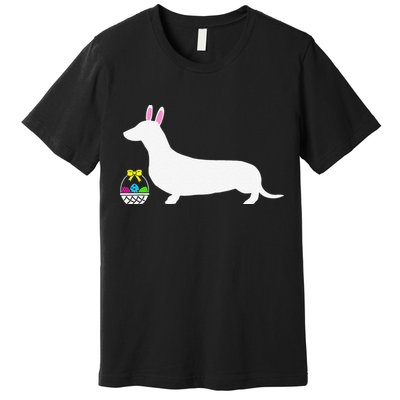 Dachshund Easter Bunny Dog Silhouette Premium T-Shirt