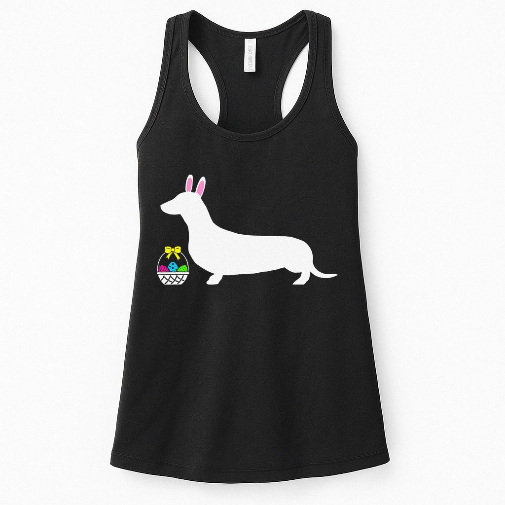 Dachshund Easter Bunny Dog Silhouette Womens Tank Top