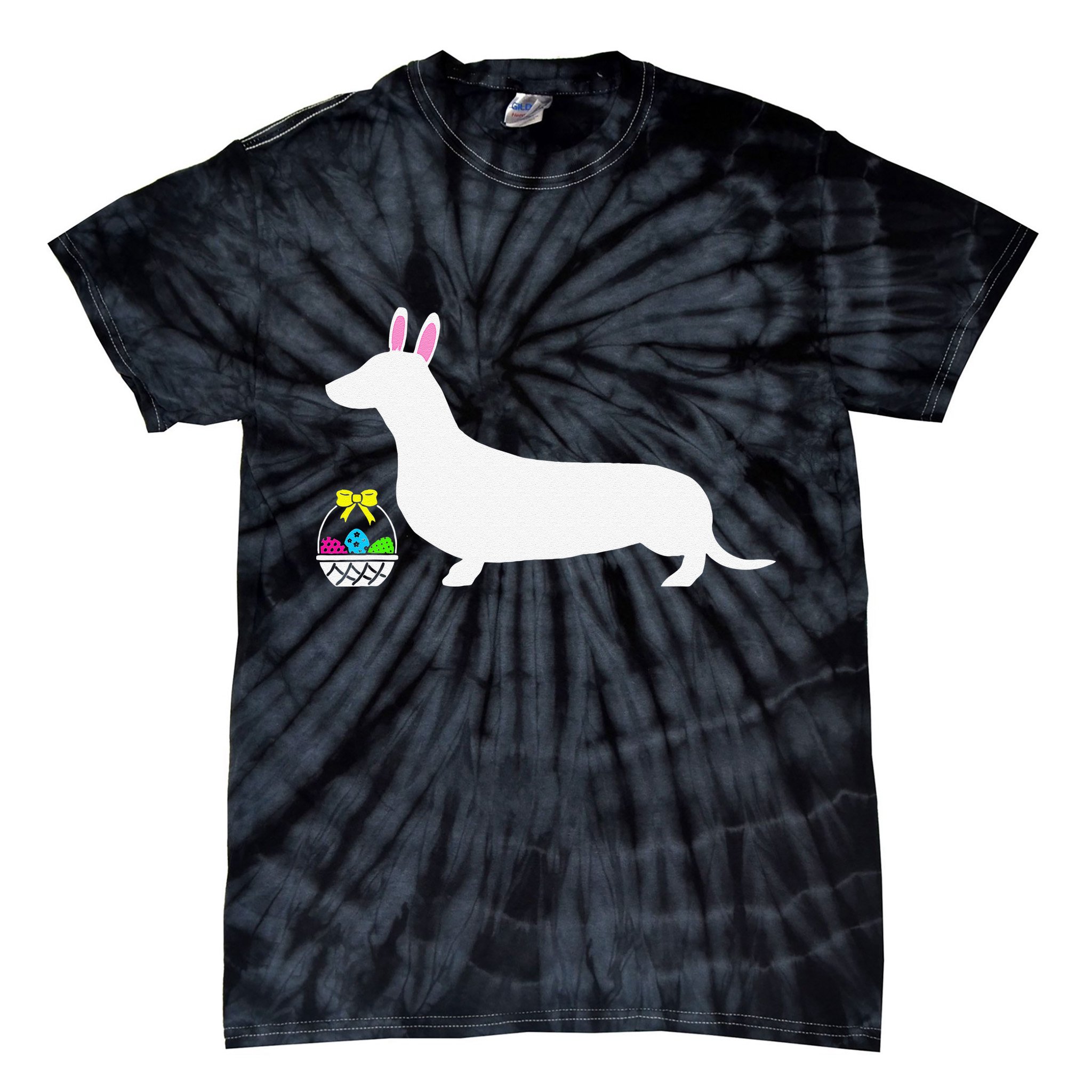 Dachshund Easter Bunny Dog Silhouette Tie-Dye T-Shirt