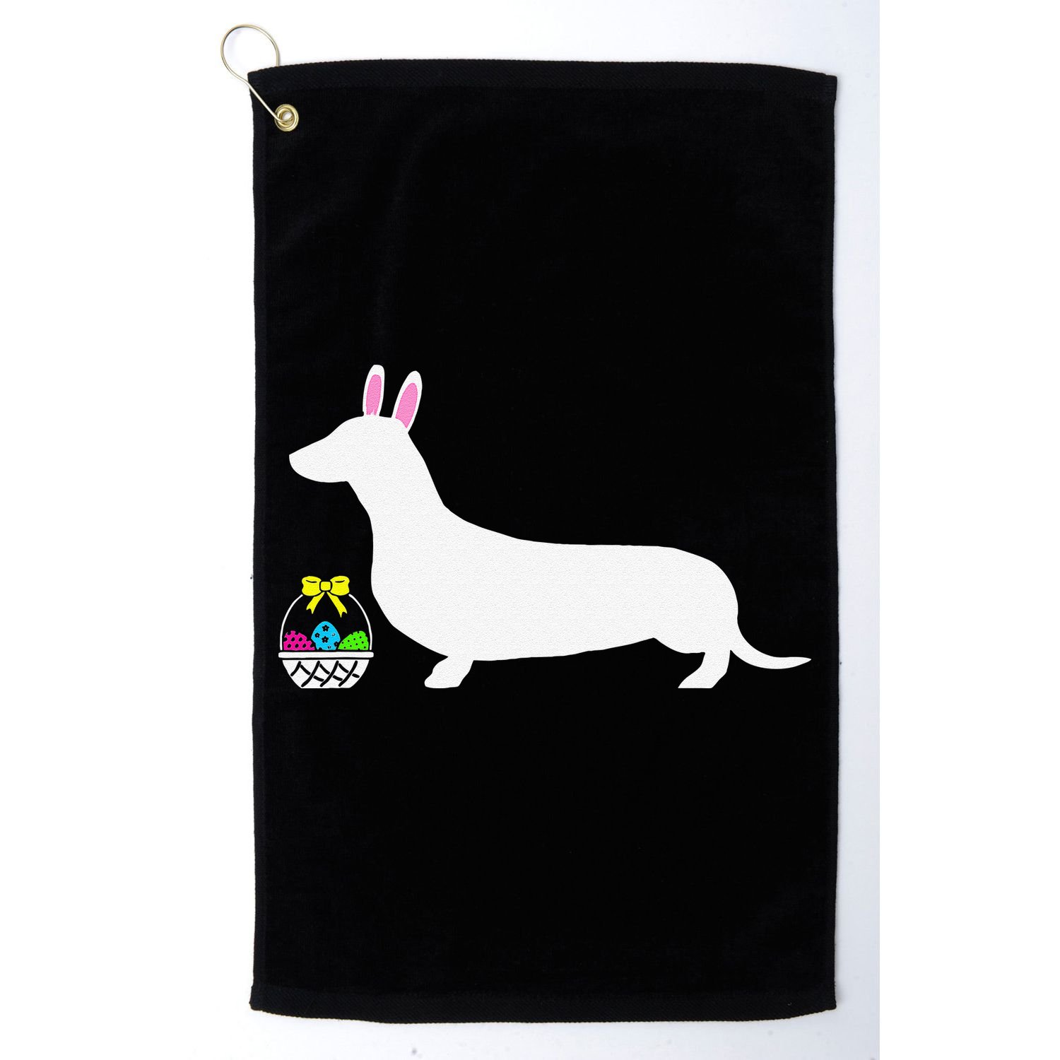 Dachshund Easter Bunny Dog Silhouette Golf Towel