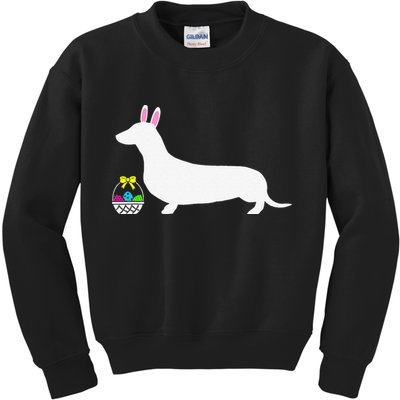 Dachshund Easter Bunny Dog Silhouette Kids Sweatshirt