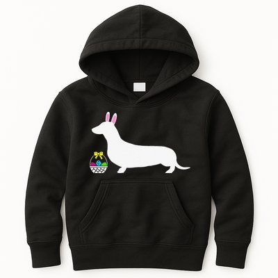 Dachshund Easter Bunny Dog Silhouette Kids Hoodie