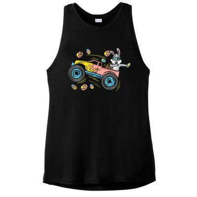 Dabbing Easter Bunny Happy Easter Monster Truck Lovers Ladies PosiCharge Tri-Blend Wicking Tank