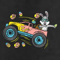 Dabbing Easter Bunny Happy Easter Monster Truck Lovers 7 Panel Mesh Trucker Snapback Hat