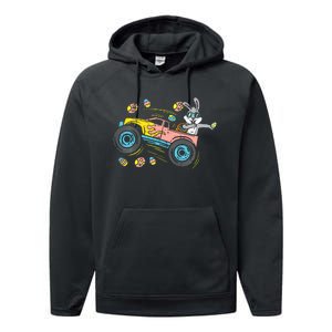 Dabbing Easter Bunny Happy Easter Monster Truck Lovers Performance Fleece Hoodie